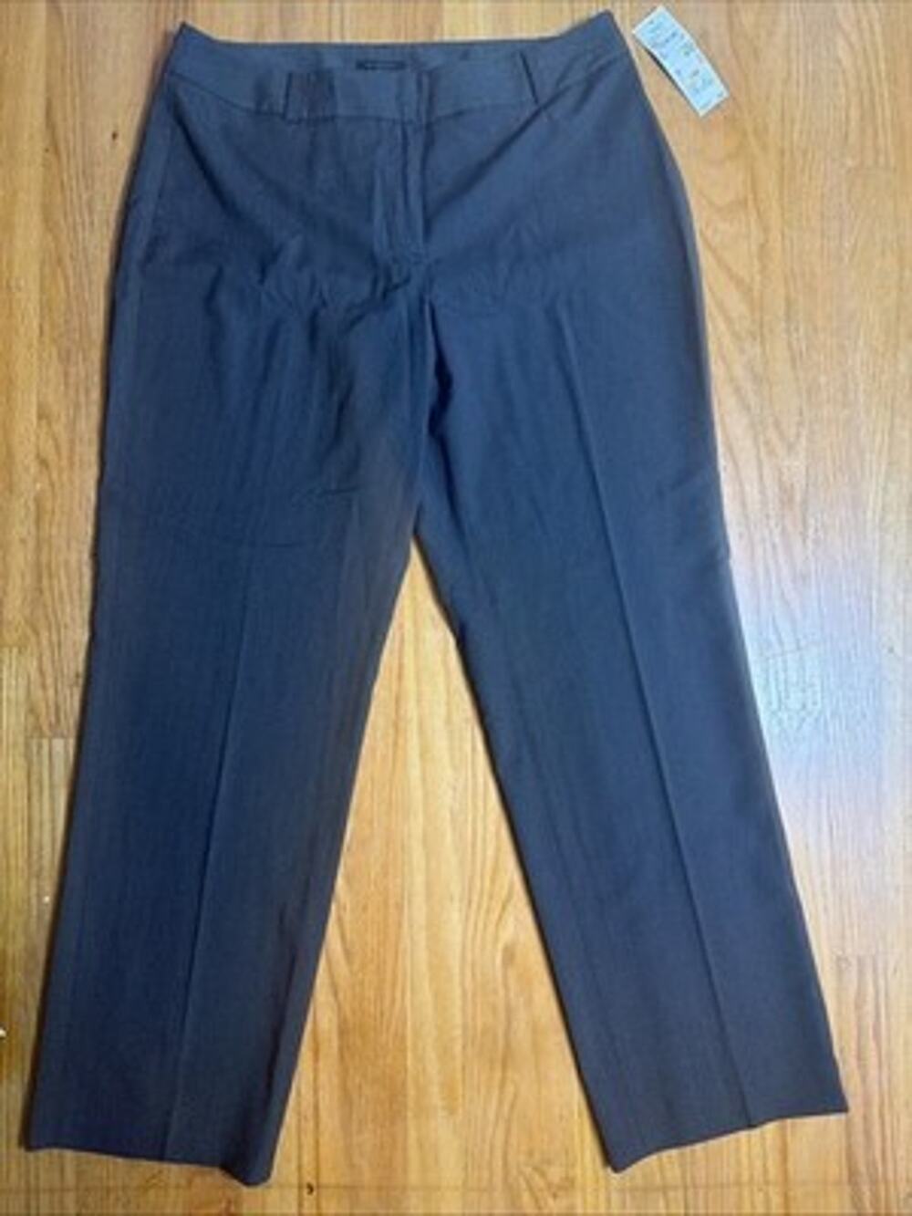 Anne Klein Women’s Sz 14 Stretch Pants Trousers Brown Black NWT Career